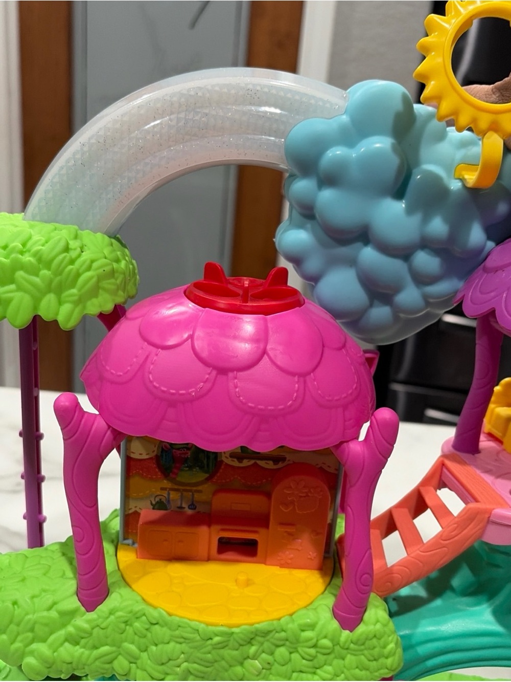 Fisher-Price Pink & Green Mini Play Cottage with Blue Cloud Accents